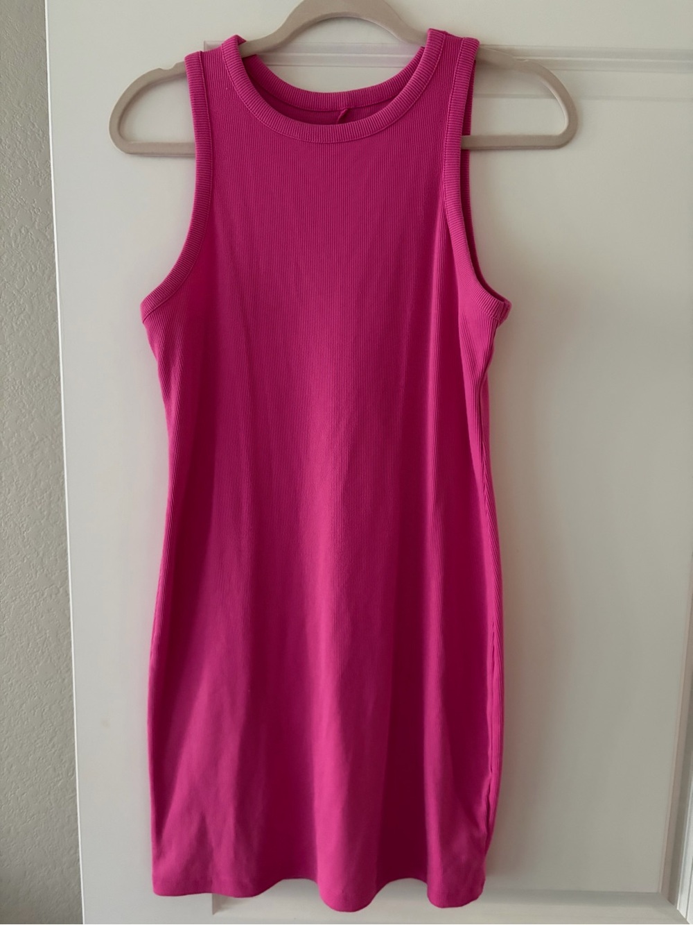 a new day Bright Fuchsia Ribbed Tank Dress